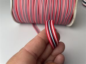 Bånd - rød, hvid og marineblå, 10 mm